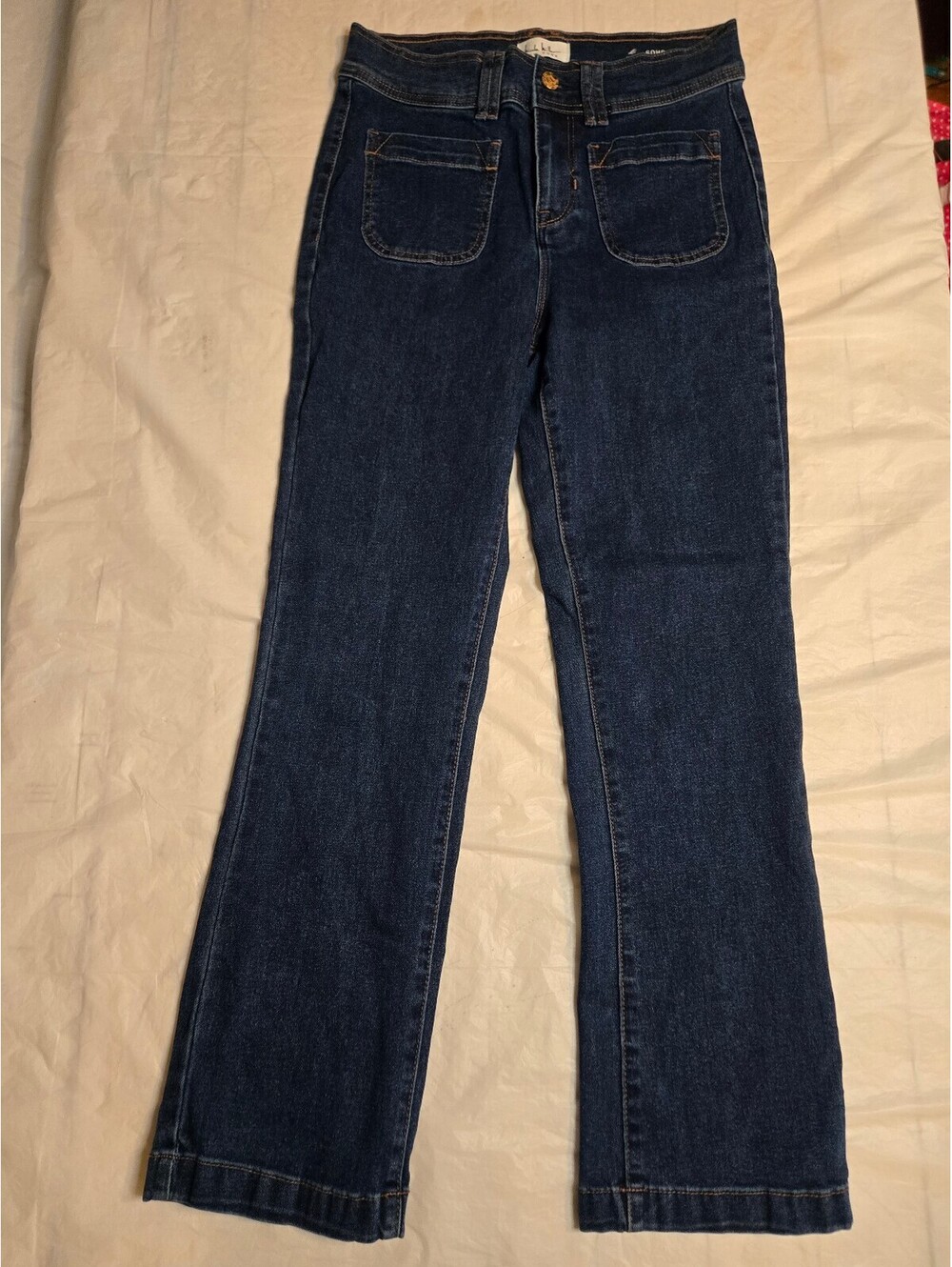 Nicole Miller SOHO High Rise Ankle Flare Jeans Women's 8 Dark Blue Denim